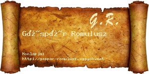 Gáspár Romulusz névjegykártya